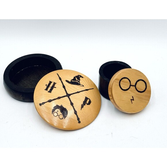 Set of 2 Different Harry Potter Wooden Wood Trinket Boxes with Lids Wood Box - Picture 2 of 9